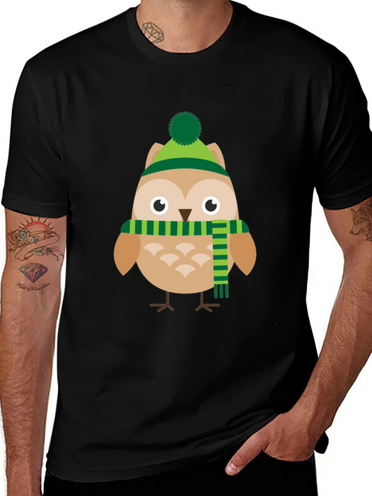 Winter Owl T-Shirt Cartoon Style Tee