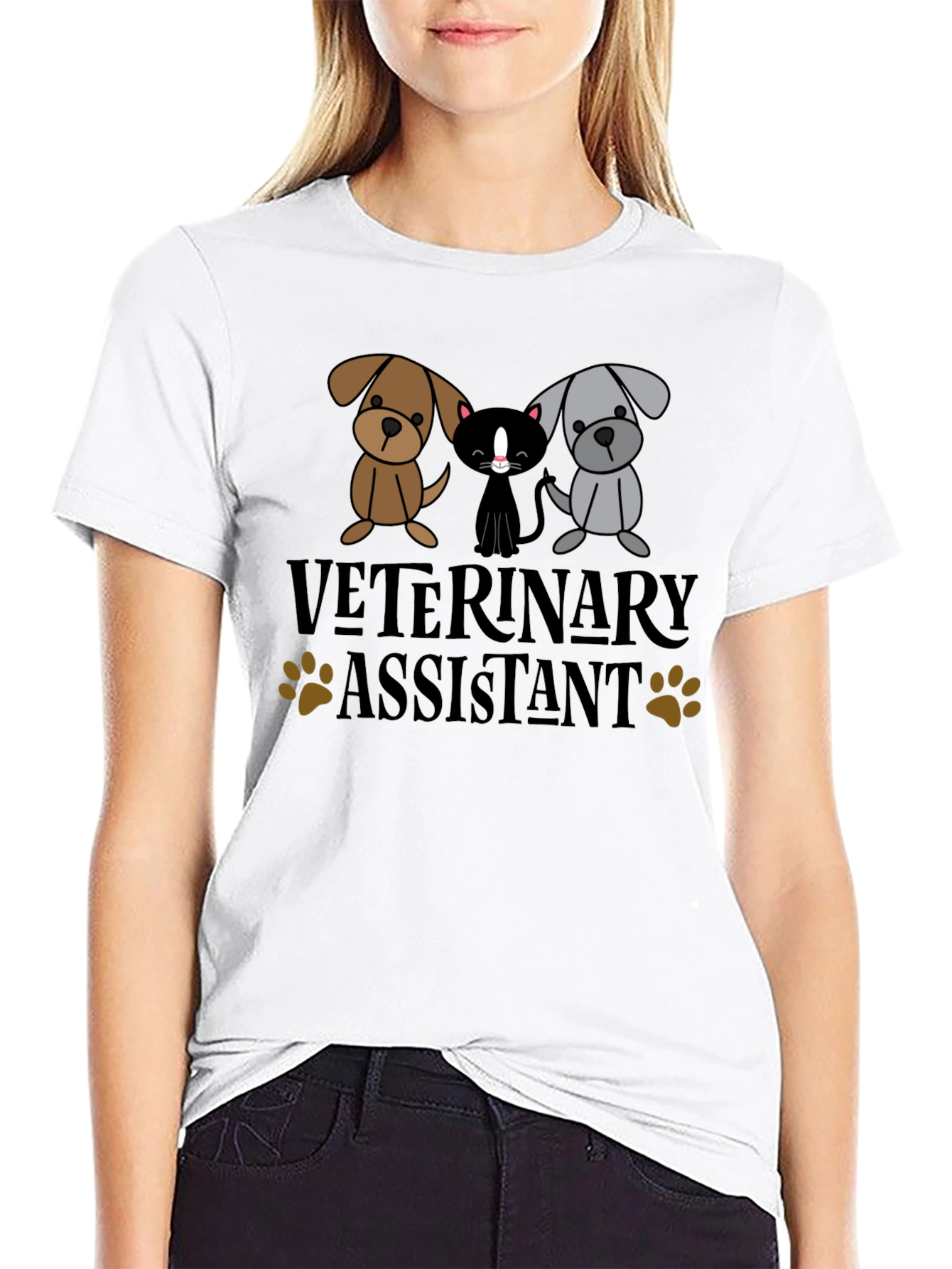 Veterinary Assistant Cute Pet Cartoon T-Shirt