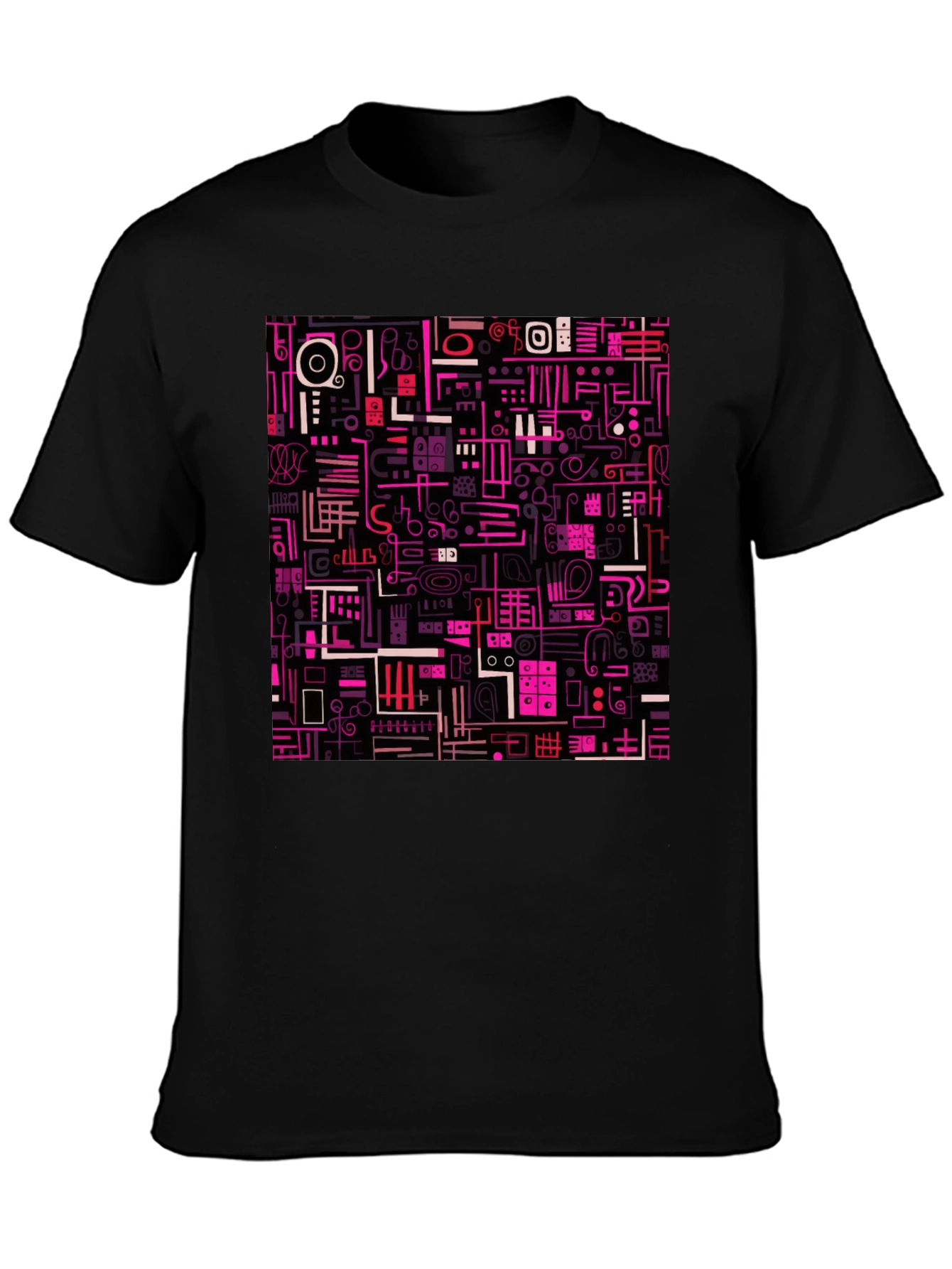 Abstract Pattern Print Black T-Shirt