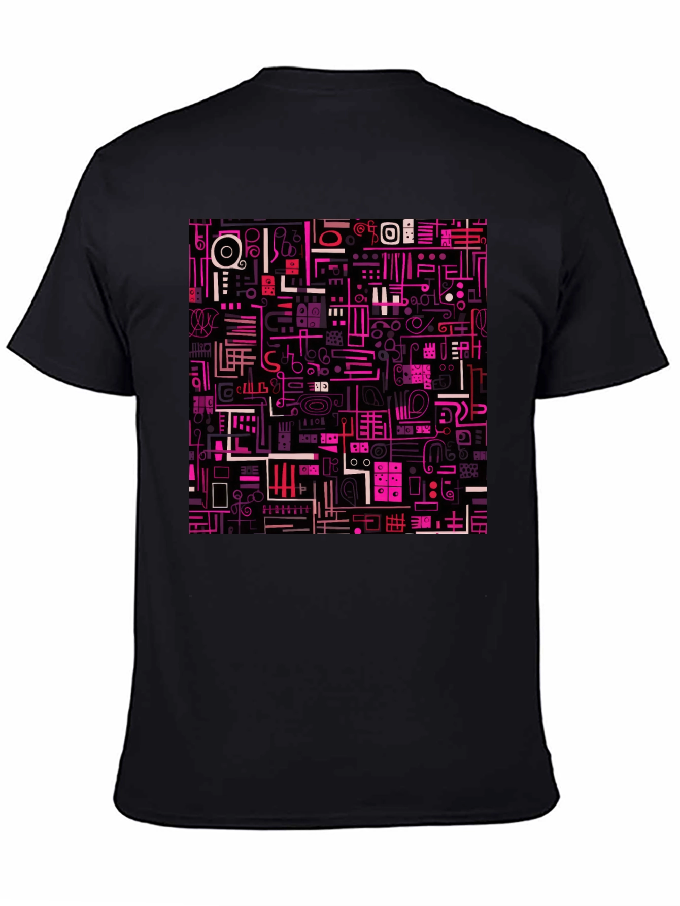 Abstract Pattern Print Black T-Shirt