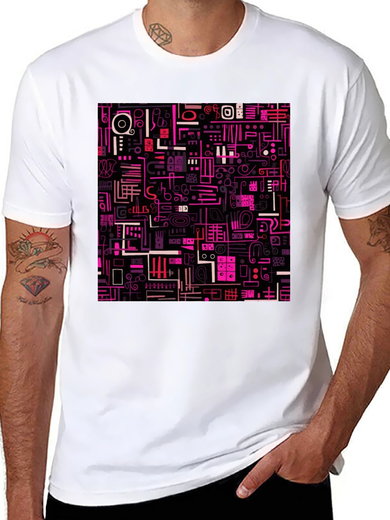 Abstract Pattern Print Black T-Shirt
