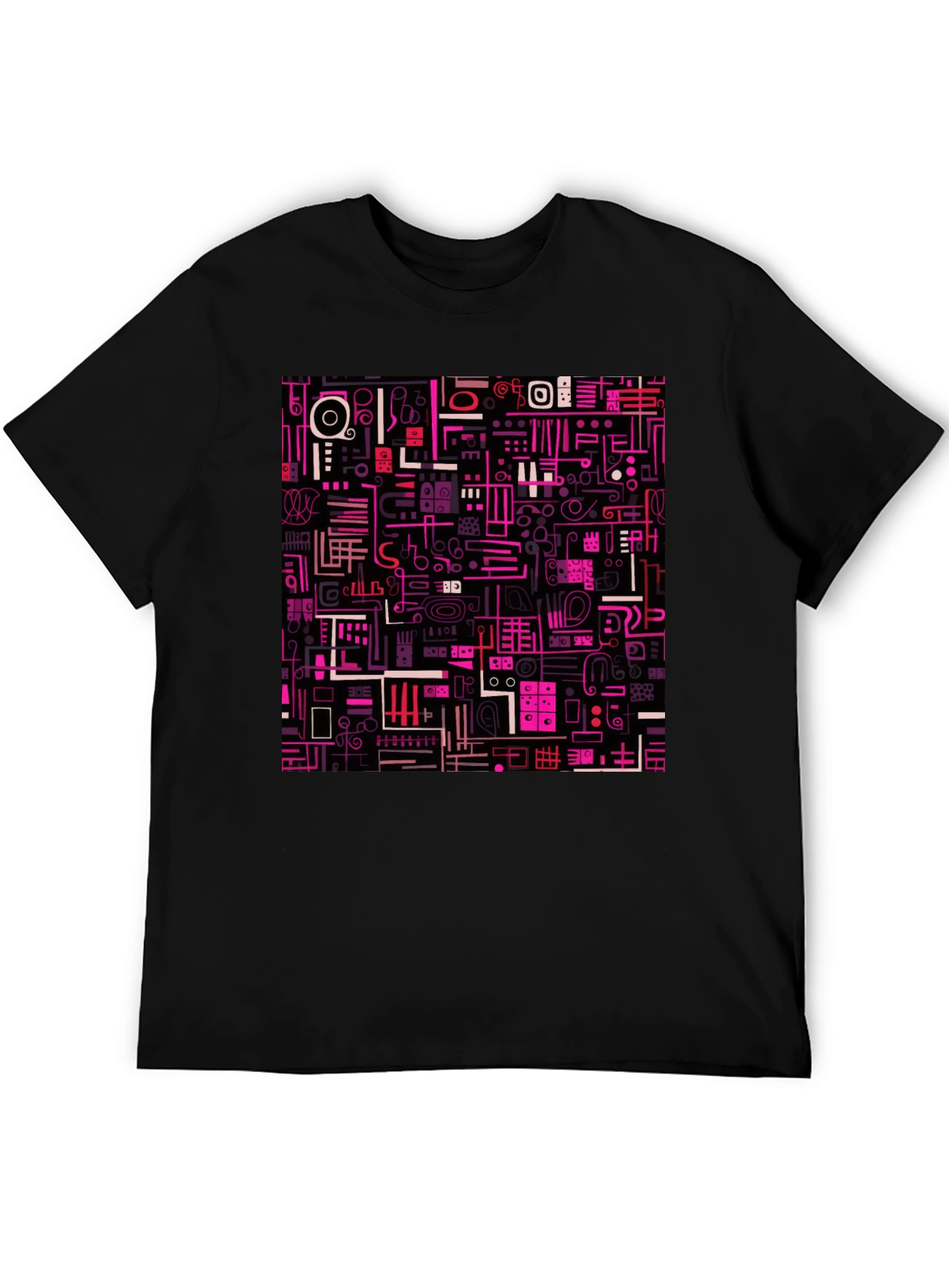 Abstract Pattern Print Black T-Shirt