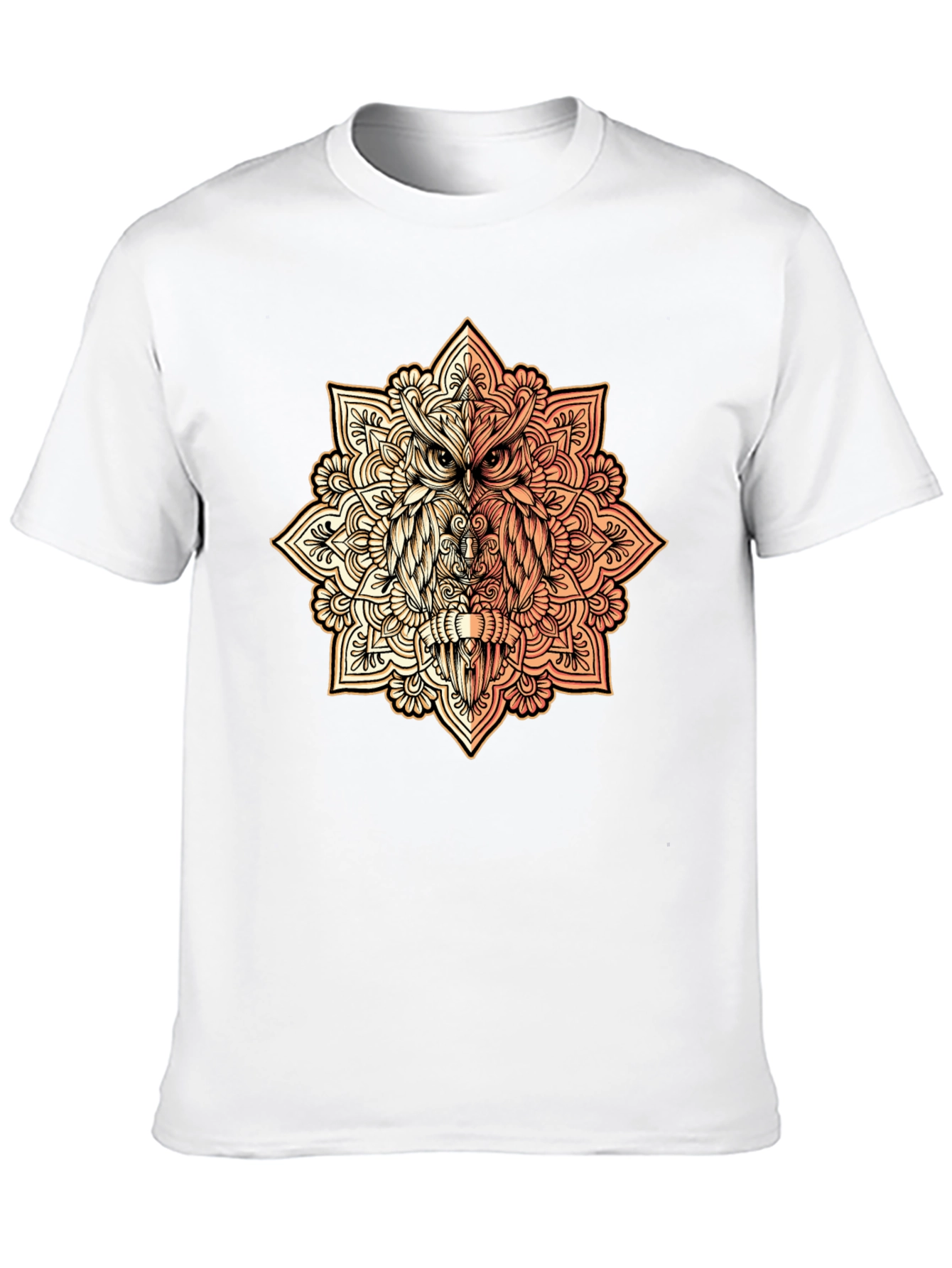 Owl Mandala Graphic Tee - Black Cotton Shirt