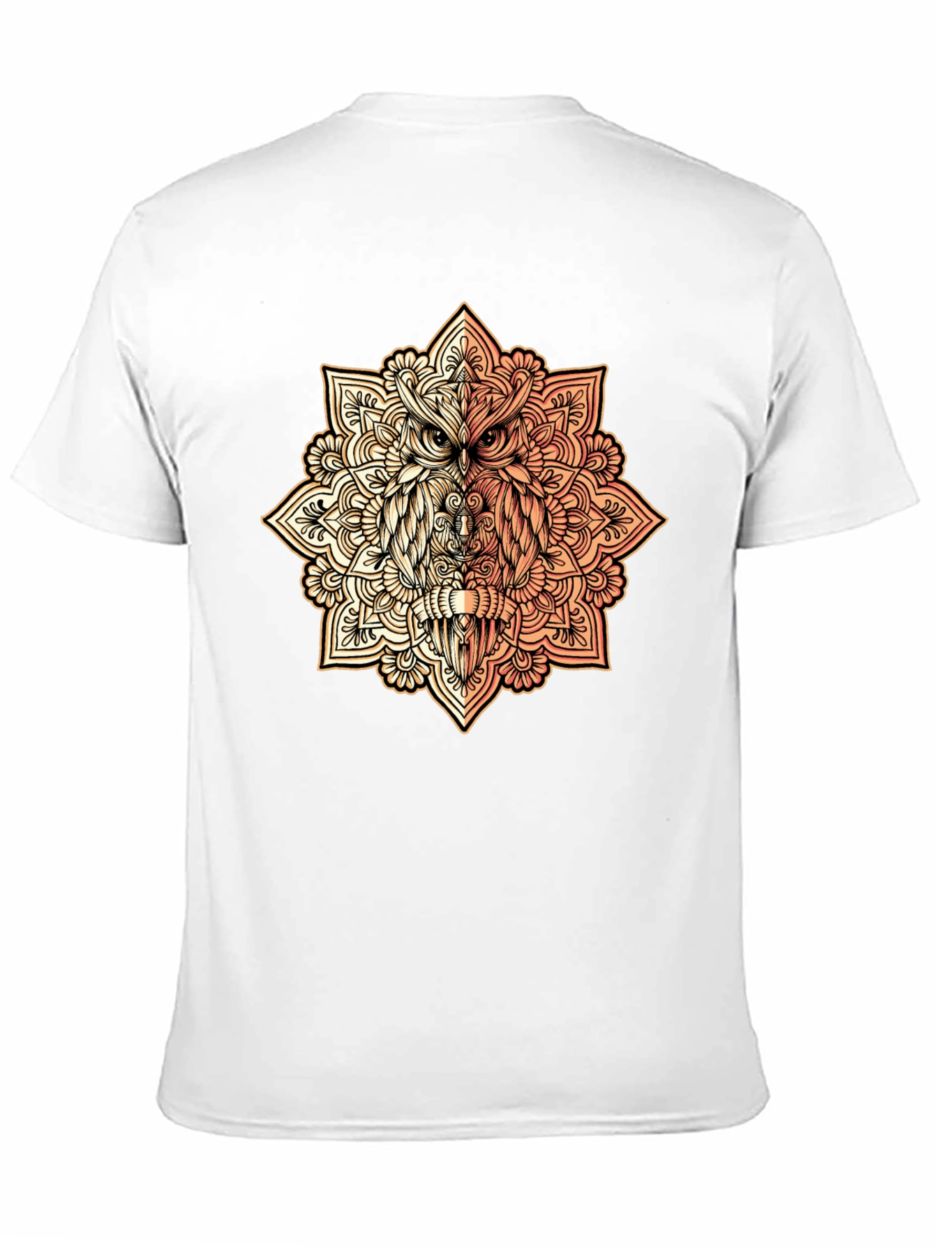 Owl Mandala Graphic Tee - Black Cotton Shirt