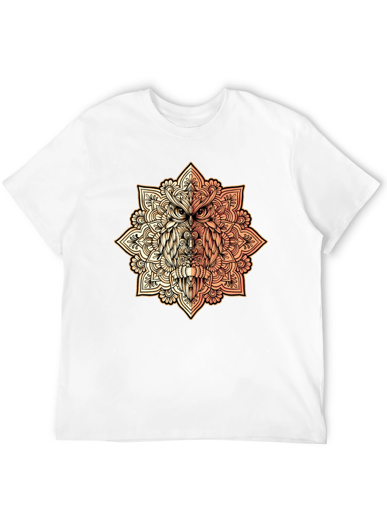 Owl Mandala Graphic Tee - Black Cotton Shirt