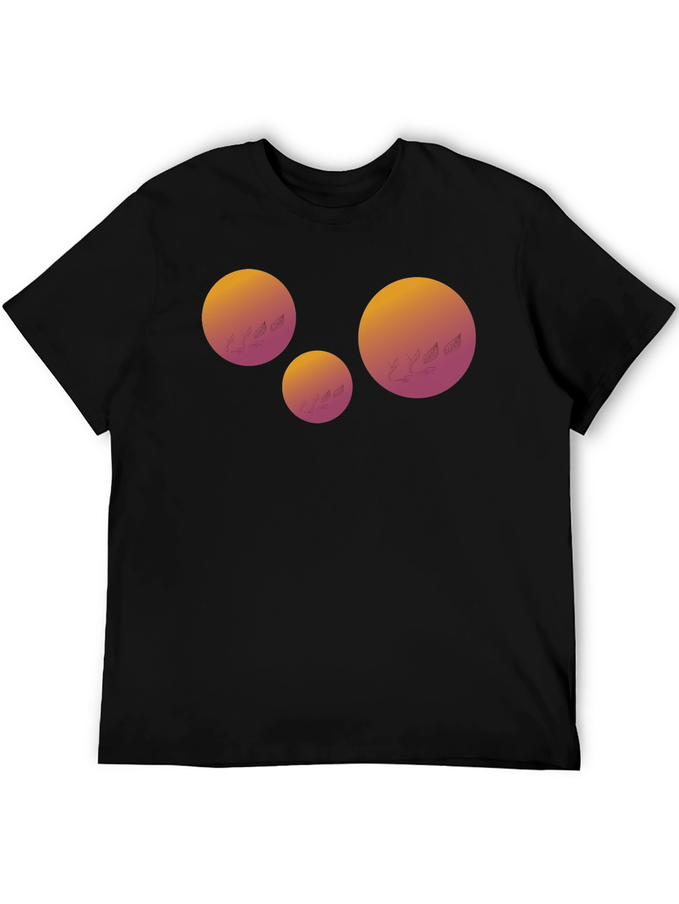 Geometric Sunset Graphic Tee - Black Cotton Blend