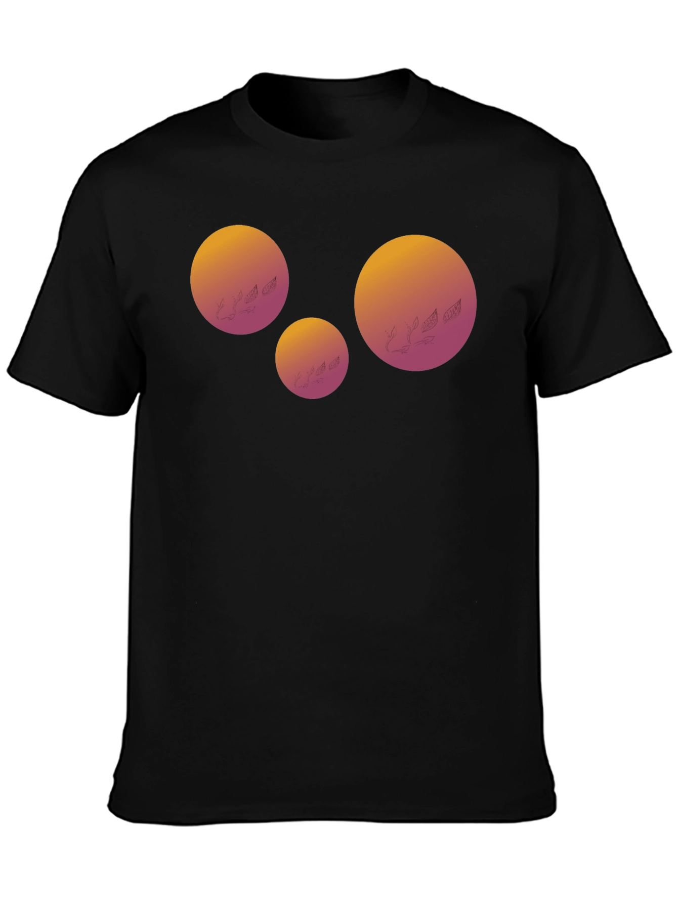 Geometric Sunset Graphic Tee - Black Cotton Blend