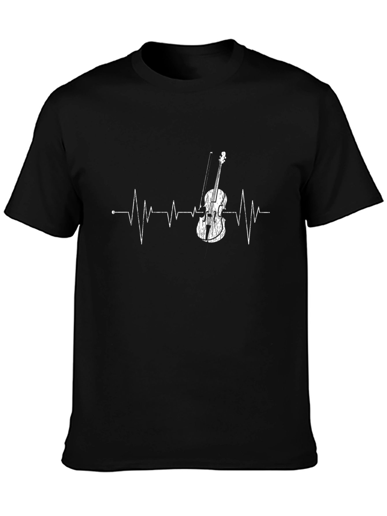 Violin Heartbeat Graphic Tee - Musicians Black T-Shirt