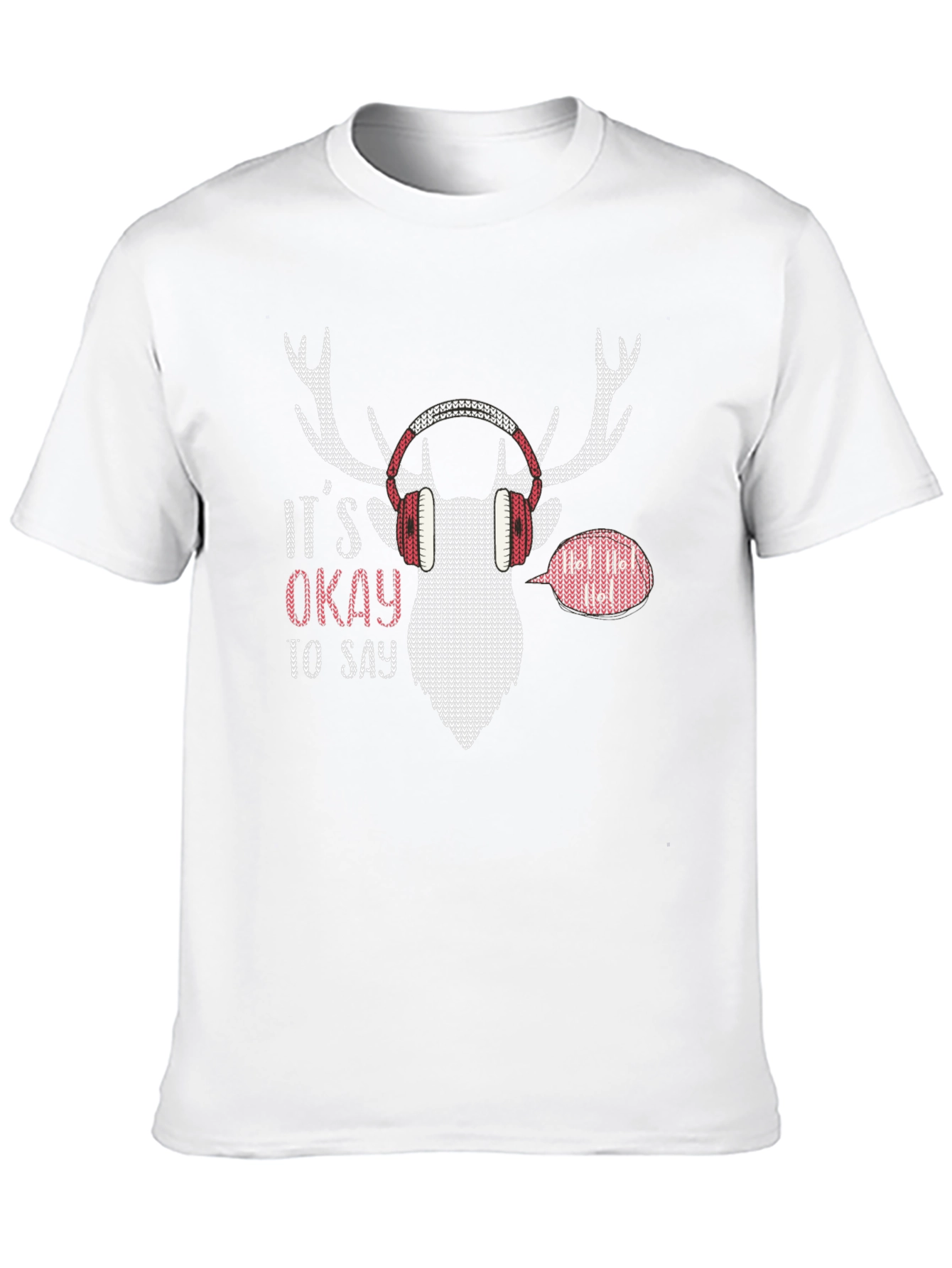 Its Okay to Say Ho! Christmas Deer Headphone T-Shirt