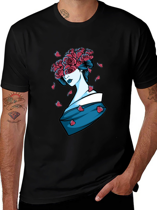 Geisha Rose T-Shirt - Unique Graphic Tee