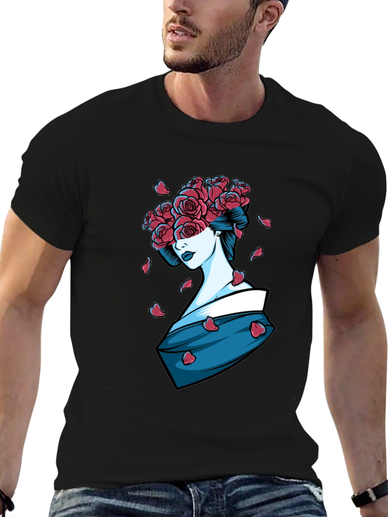 Geisha Rose T-Shirt - Unique Graphic Tee