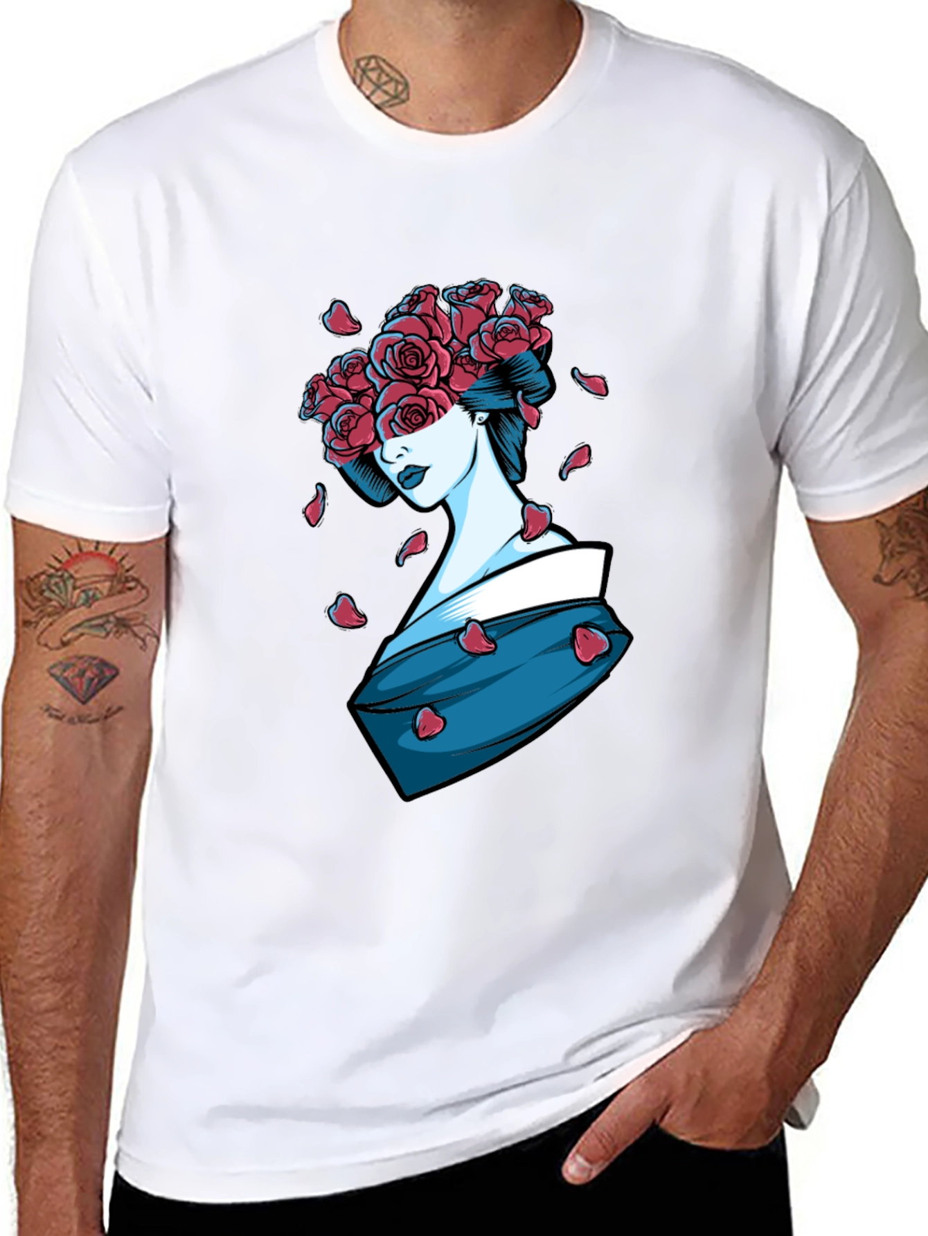 Geisha Rose T-Shirt - Unique Graphic Tee