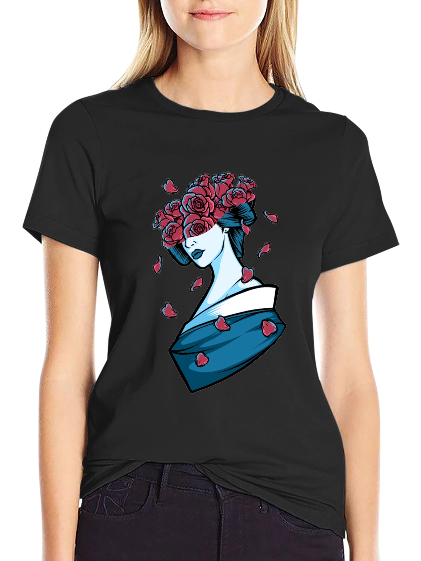 Geisha Rose T-Shirt - Unique Graphic Tee