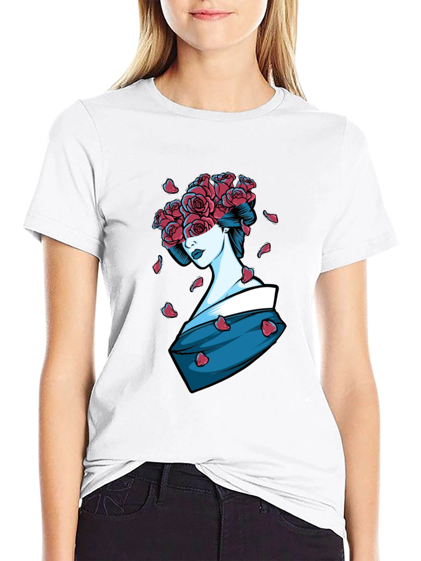 Geisha Rose T-Shirt - Unique Graphic Tee
