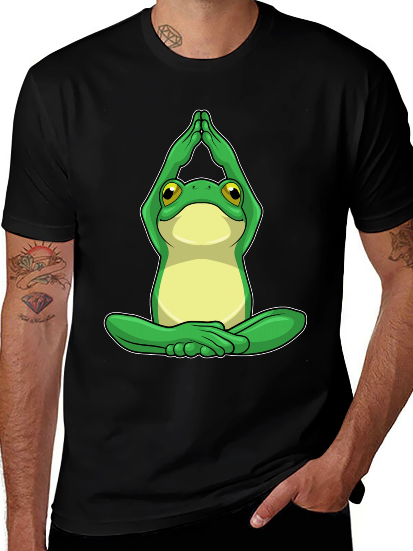 Yoga Frog Graphic Tee - Black Cotton Comfort