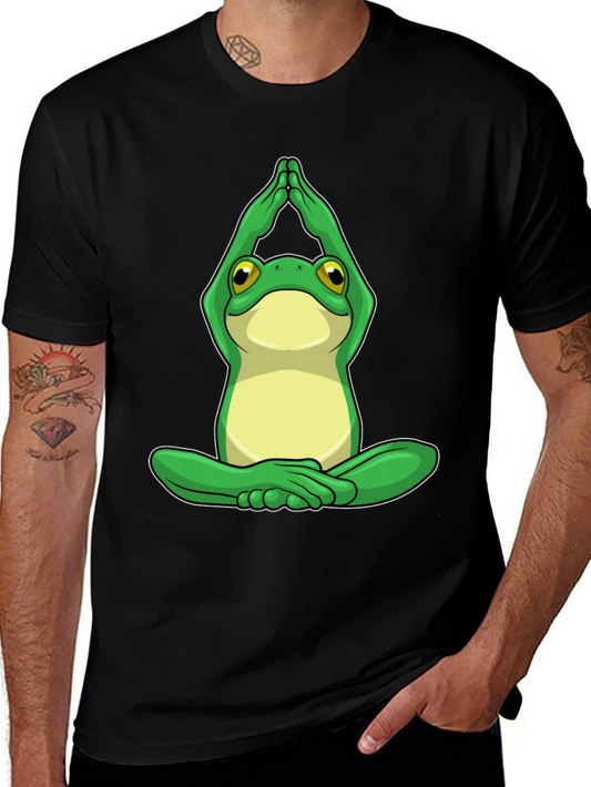 Yoga Frog Graphic Tee - Black Cotton Comfort