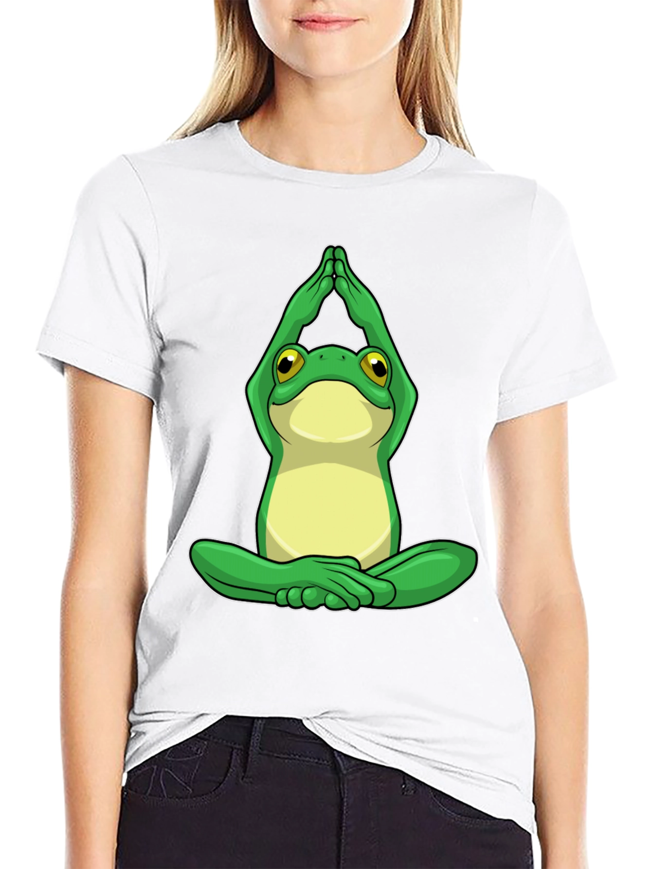 Yoga Frog Graphic Tee - Black Cotton Comfort