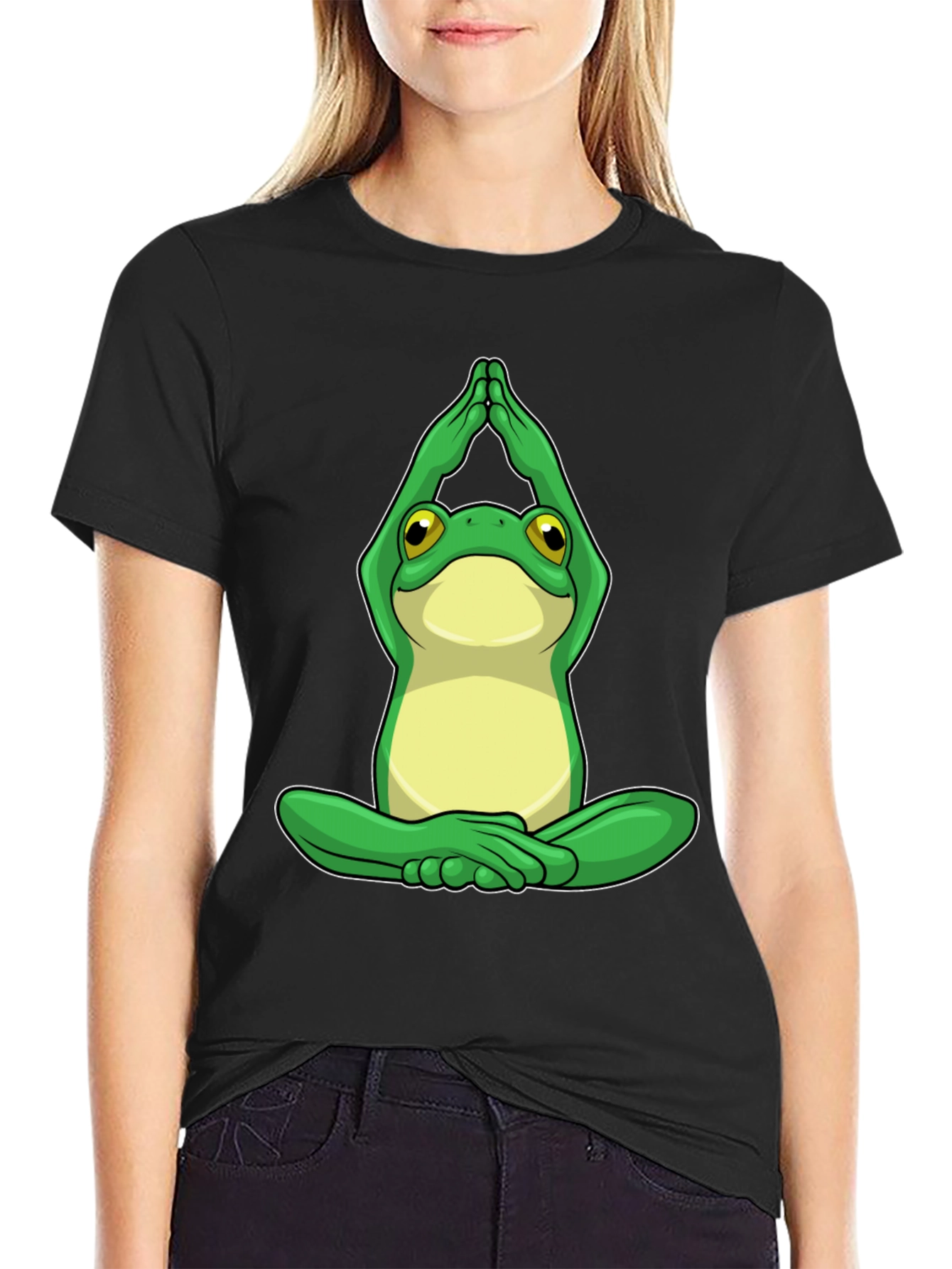 Yoga Frog Graphic Tee - Black Cotton Comfort