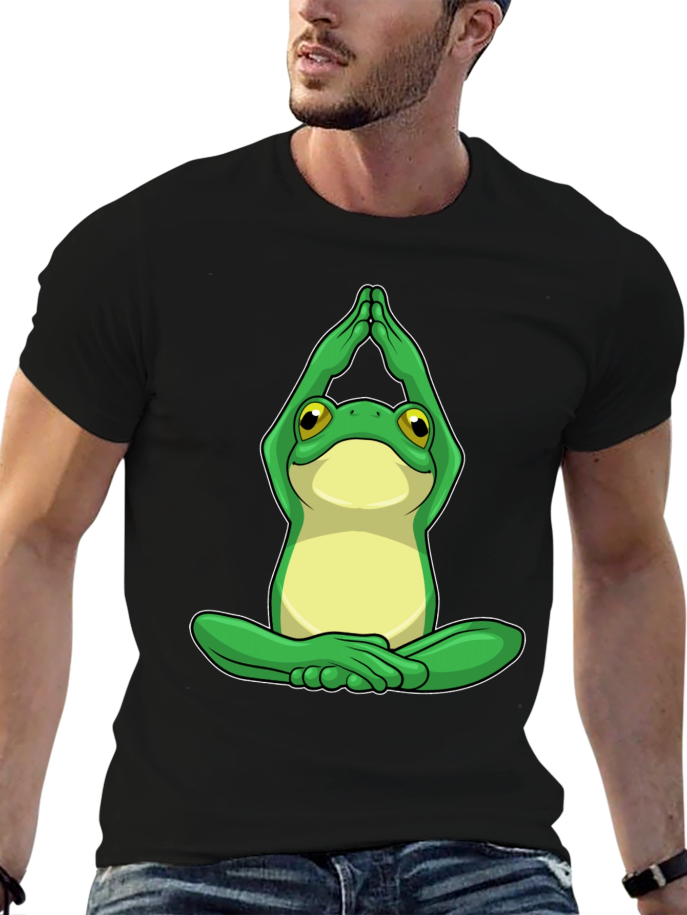 Yoga Frog Graphic Tee - Black Cotton Comfort