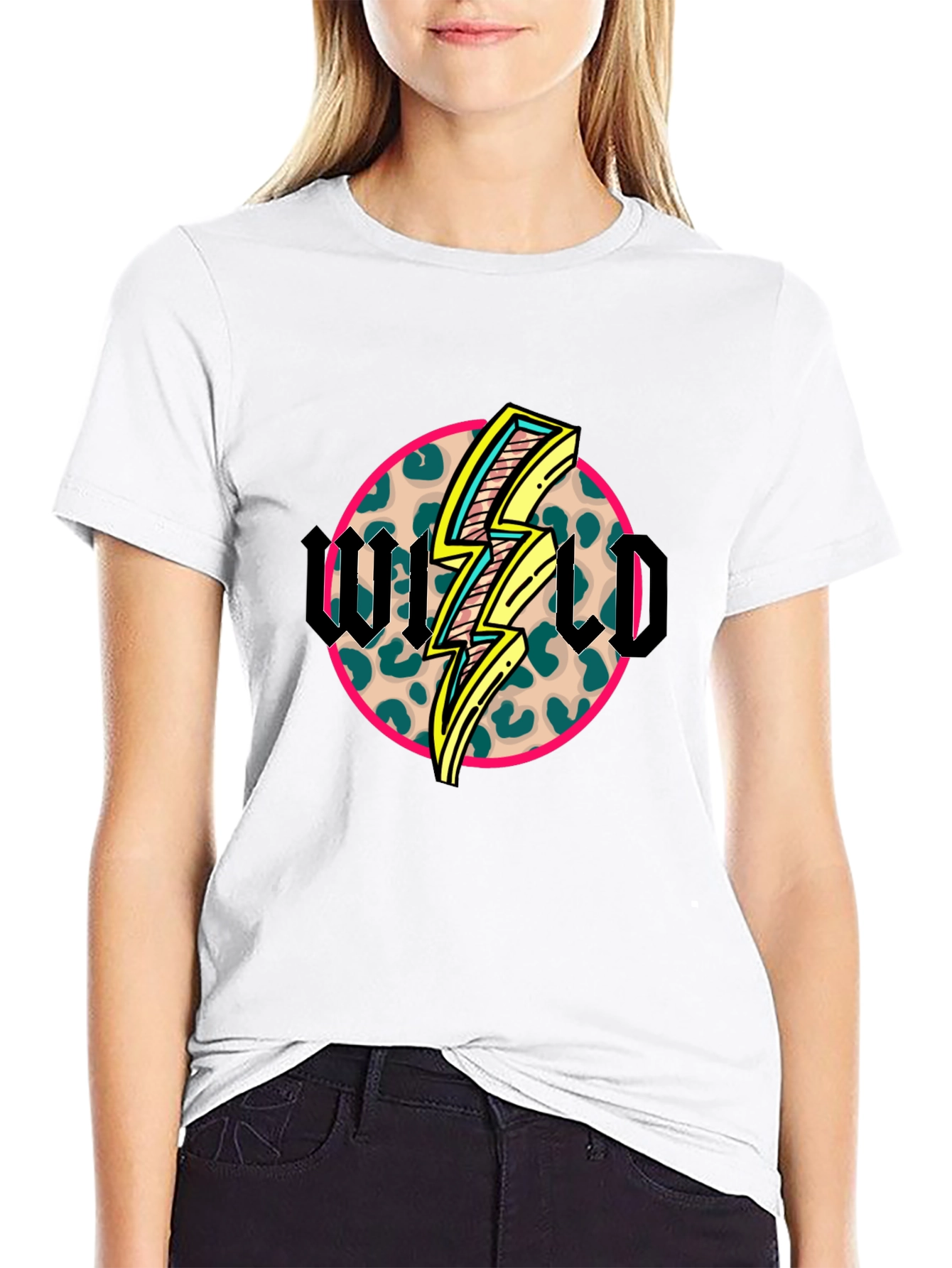 Wild Graphic Tee - Leopard Print Lightning Bolt