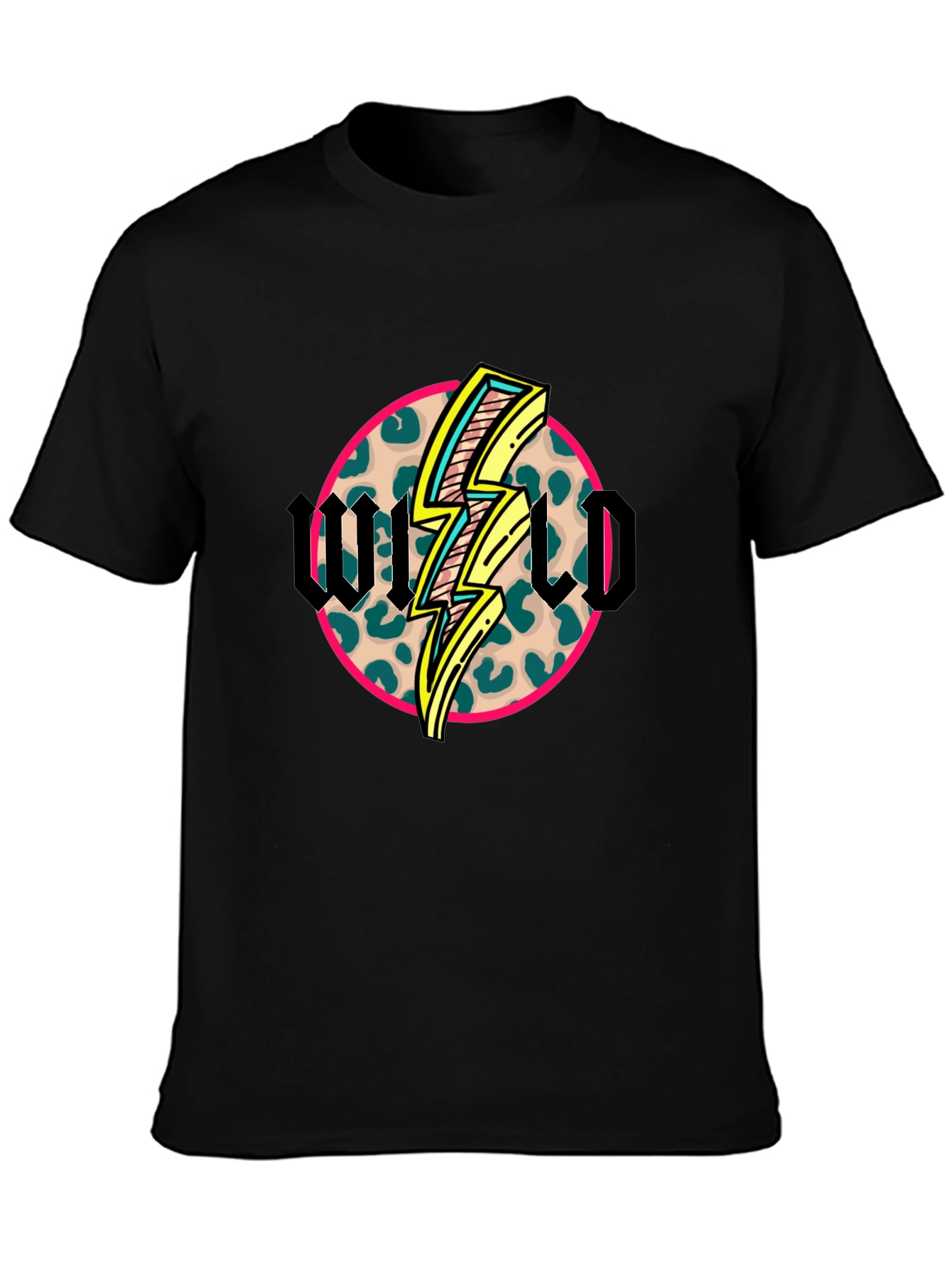 Wild Graphic Tee - Leopard Print Lightning Bolt