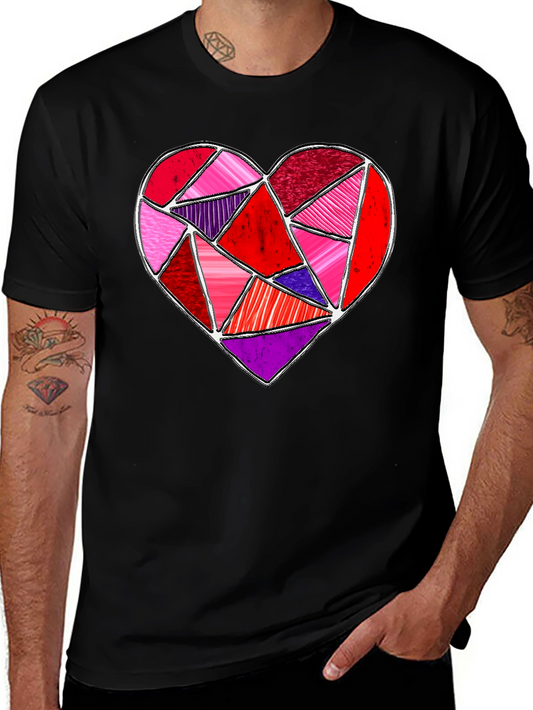 Geometric Heart Graphic Tee - Valentines Day Shirt