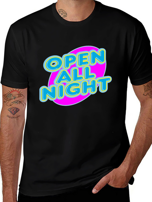 Open All Night Graphic Tee - Black