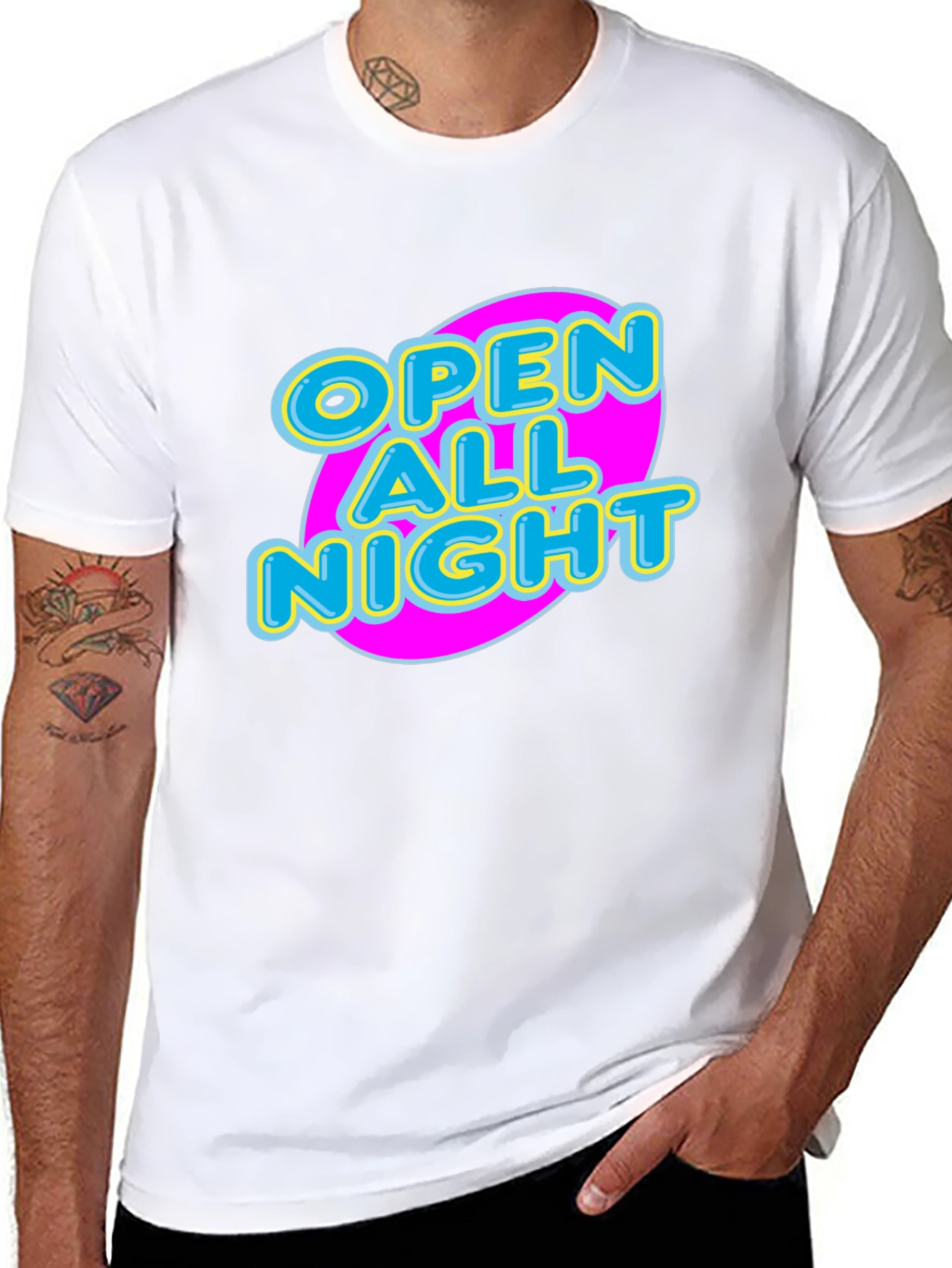 Open All Night Graphic Tee - Black