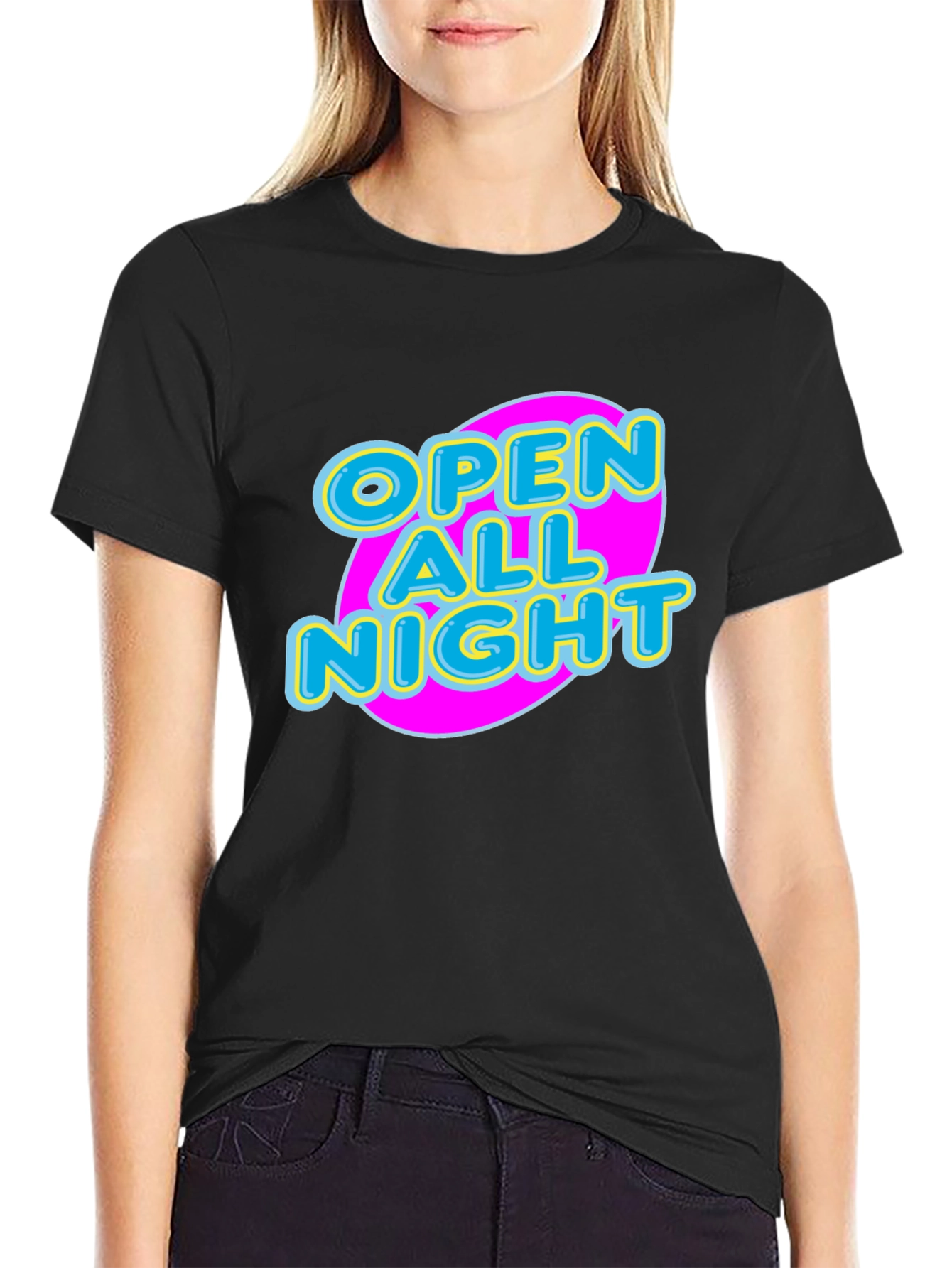 Open All Night Graphic Tee - Black