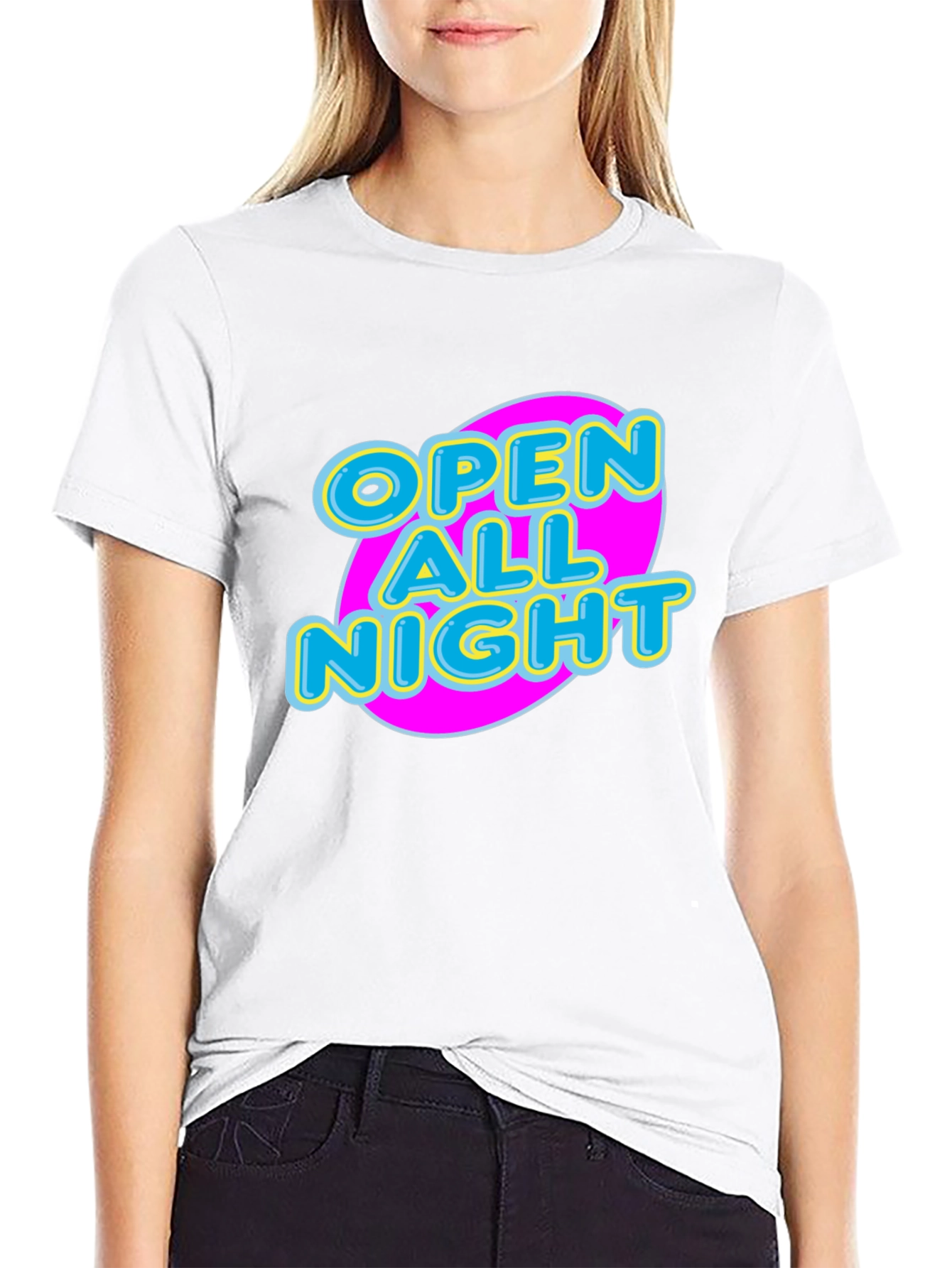 Open All Night Graphic Tee - Black