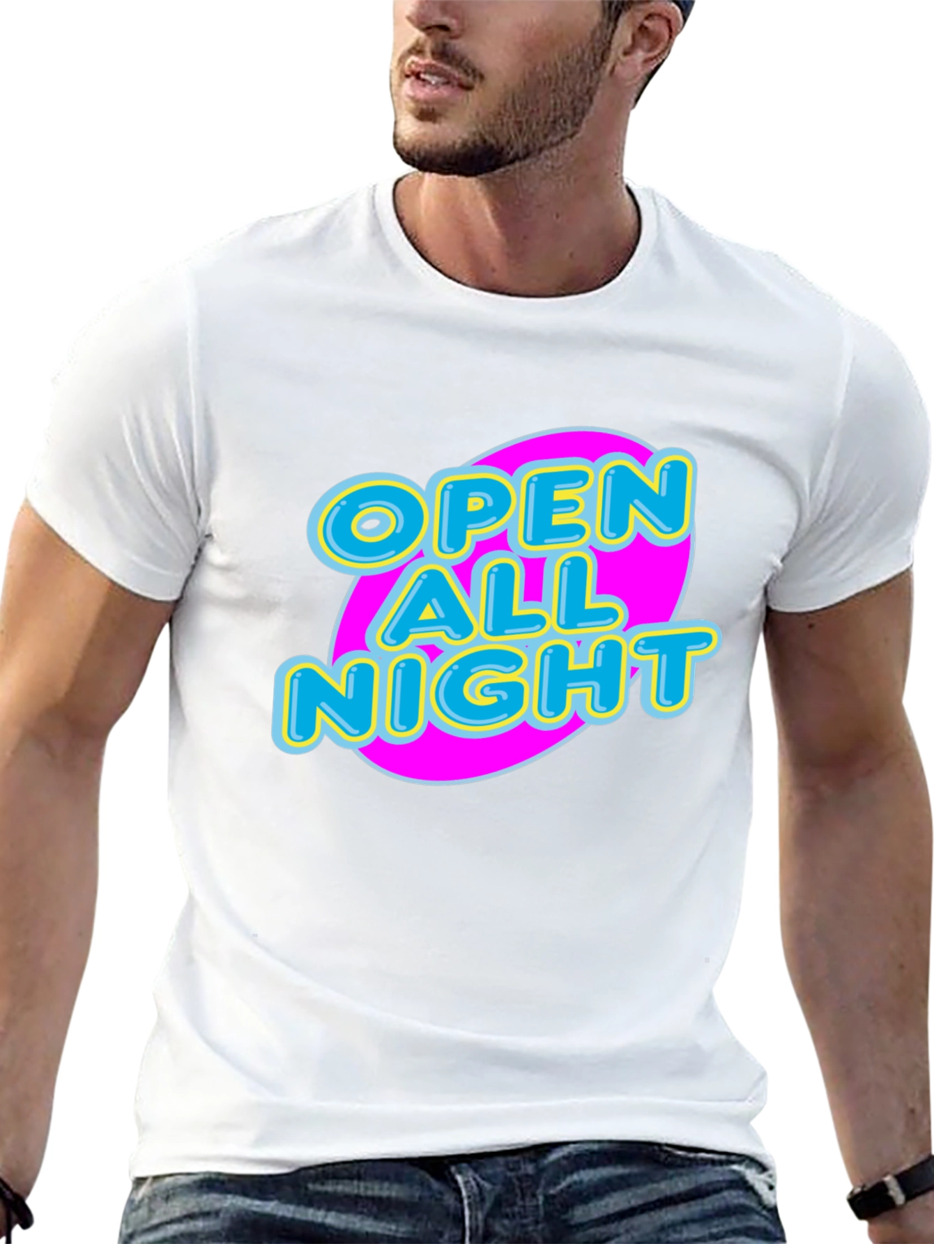 Open All Night Graphic Tee - Black