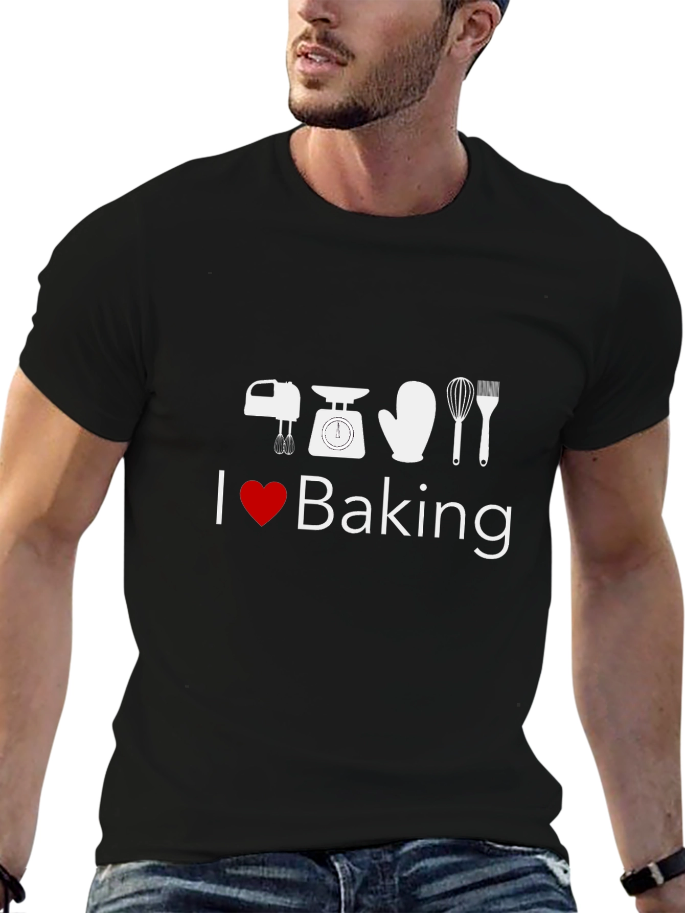 I Love Baking T-Shirt - Black Cotton Blend