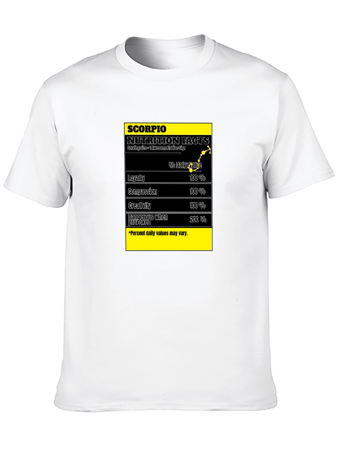 Scorpio Zodiac Nutrition Facts Black T-Shirt