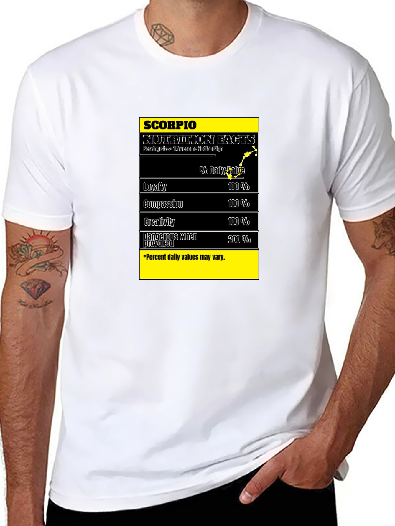 Scorpio Zodiac Nutrition Facts Black T-Shirt
