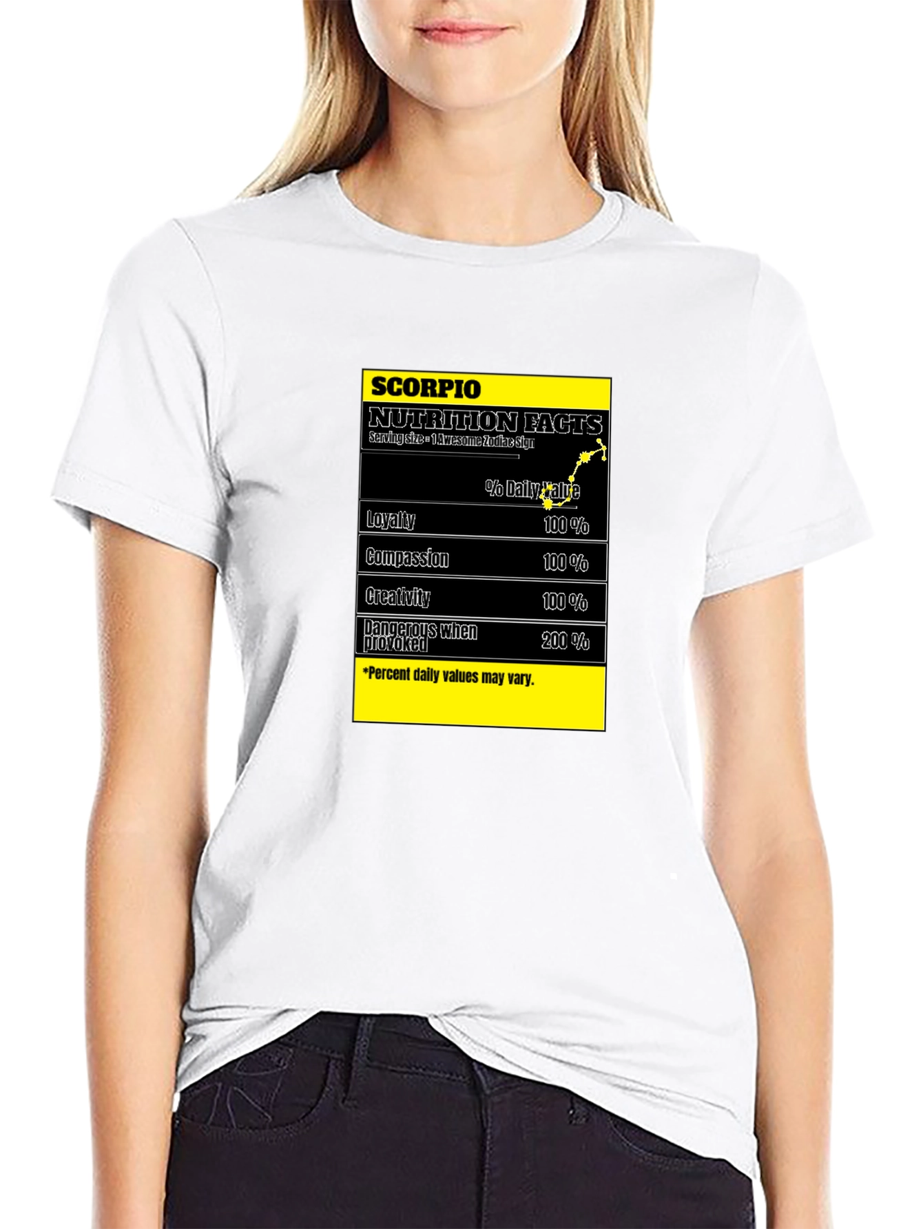 Scorpio Zodiac Nutrition Facts Black T-Shirt