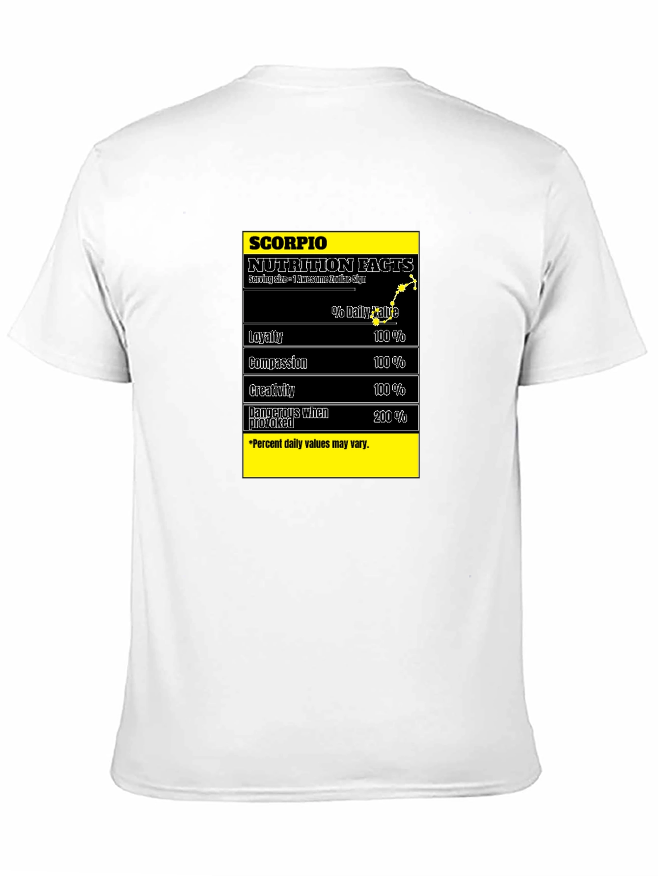 Scorpio Zodiac Nutrition Facts Black T-Shirt