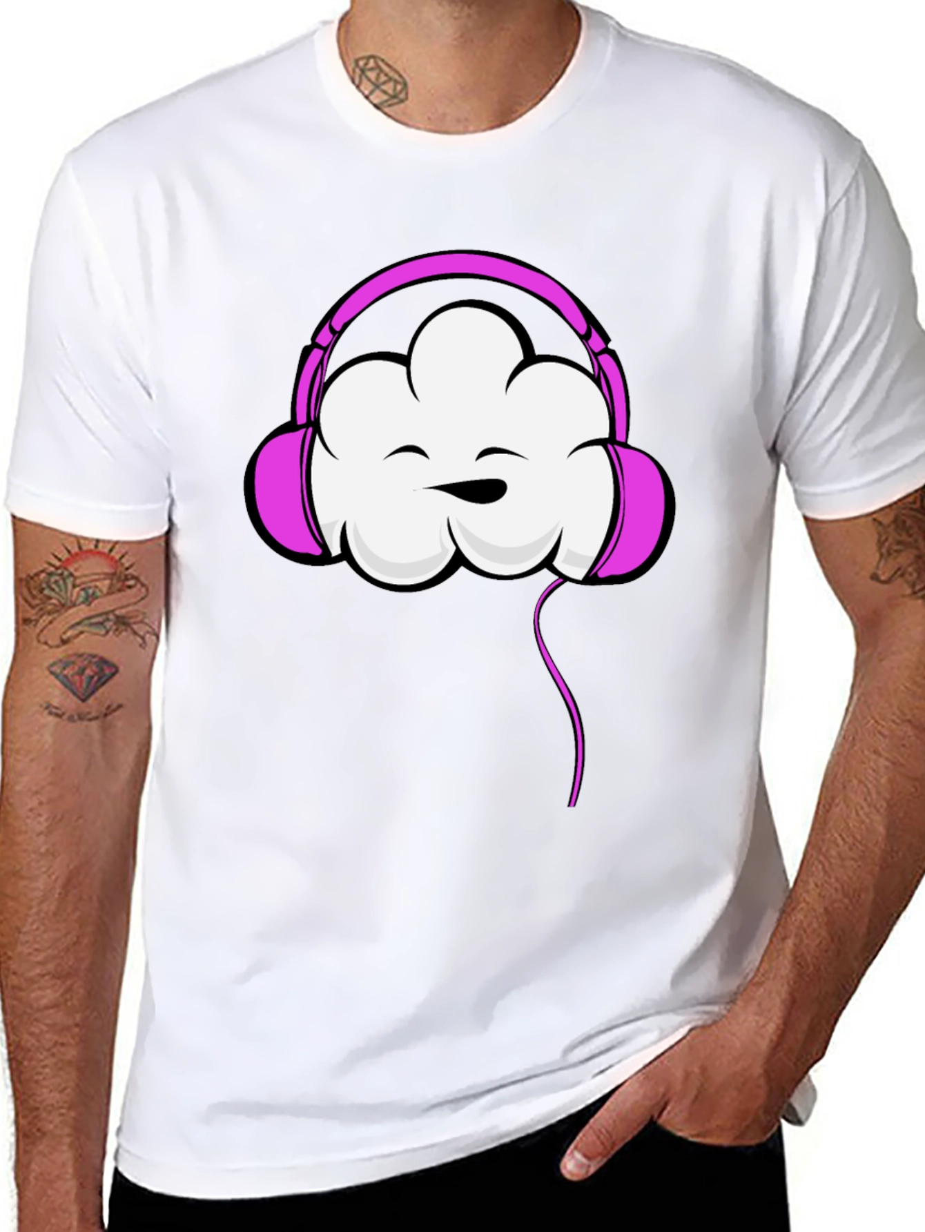 Cloud Headphones Graphic Tee - Trendy Comfort