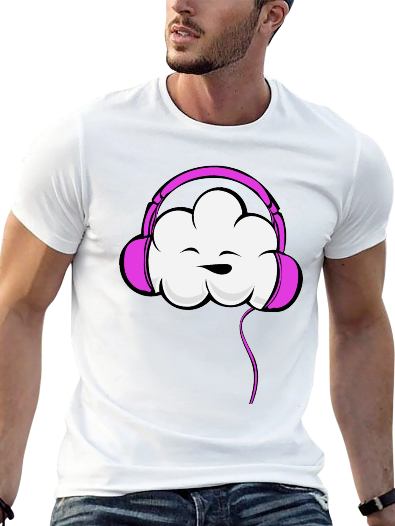 Cloud Headphones Graphic Tee - Trendy Comfort