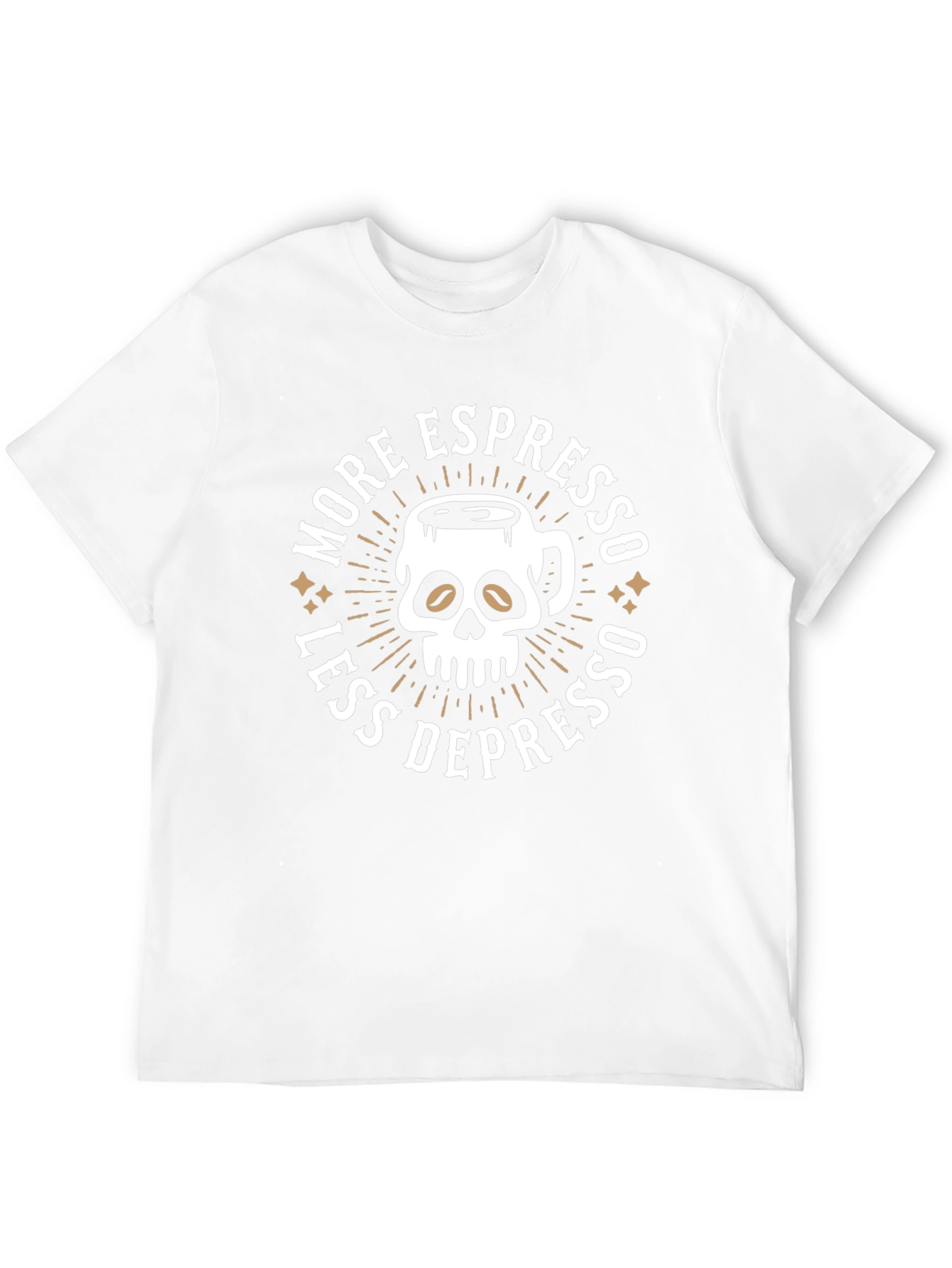 More Espresso Less Depresso Skull Coffee Graphic Tee
