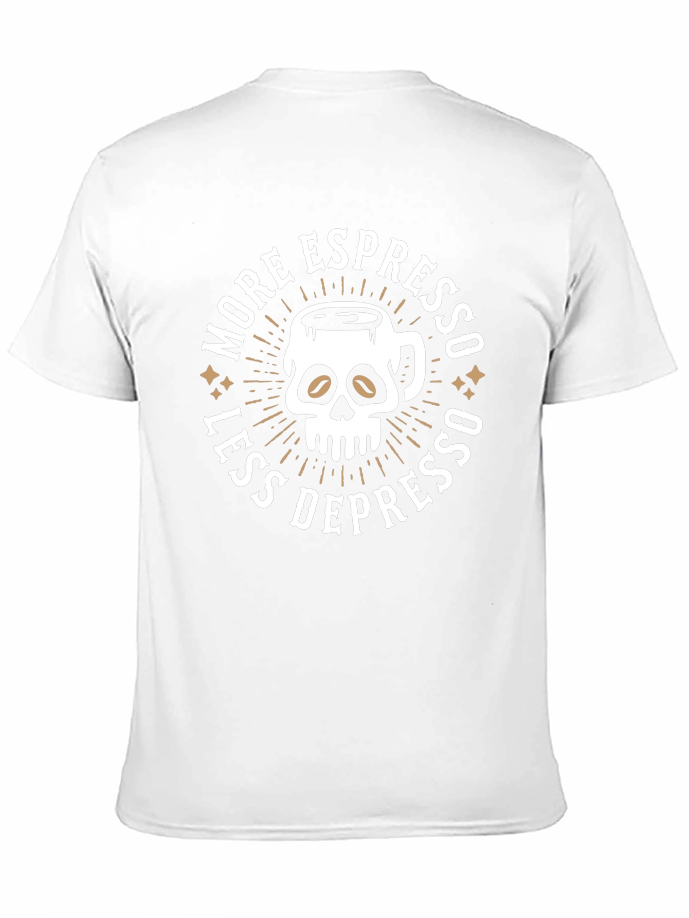 More Espresso Less Depresso Skull Coffee Graphic Tee