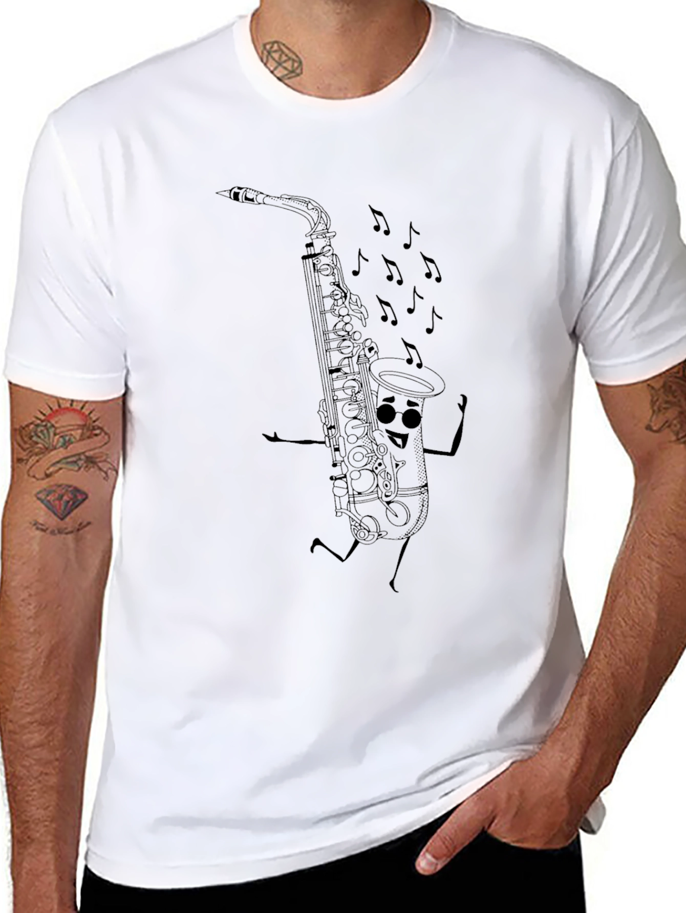 Saxophone Character T-Shirt - Music Lovers Tee