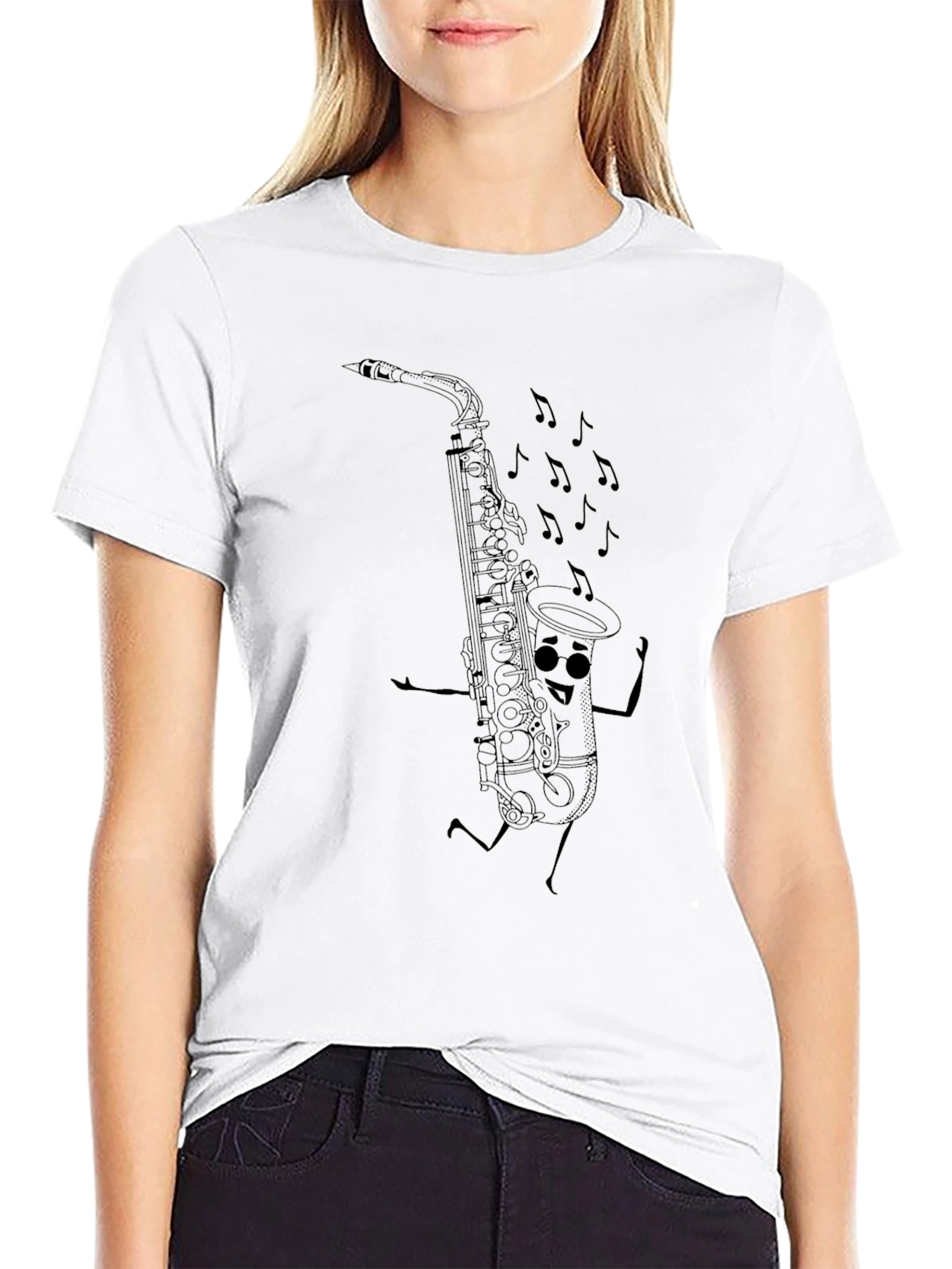 Saxophone Character T-Shirt - Music Lovers Tee
