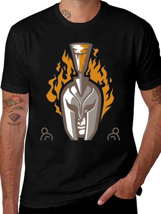 Spartan Helmet T-Shirt - Fiery Warrior Design
