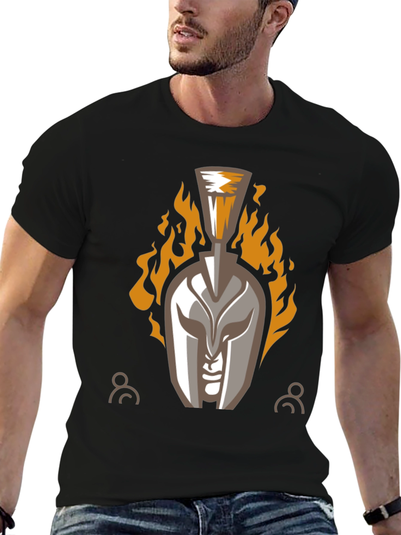 Spartan Helmet T-Shirt - Fiery Warrior Design