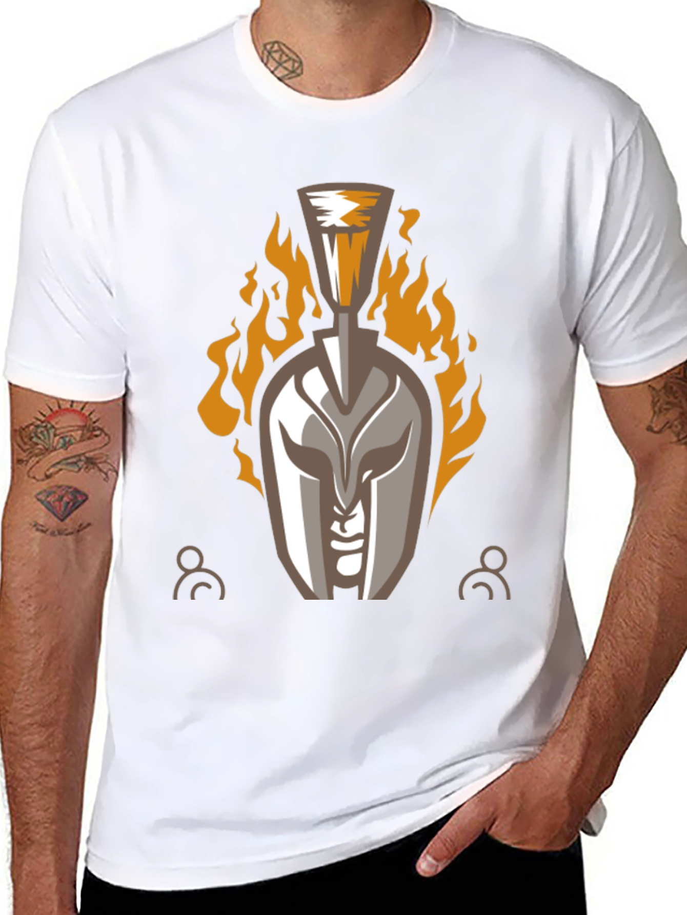 Spartan Helmet T-Shirt - Fiery Warrior Design