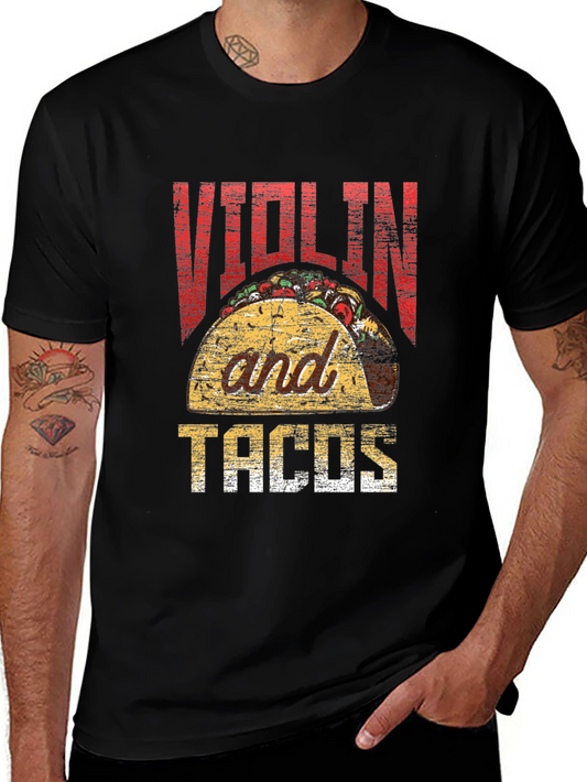 Violin and Tacos Graphic T-Shirt