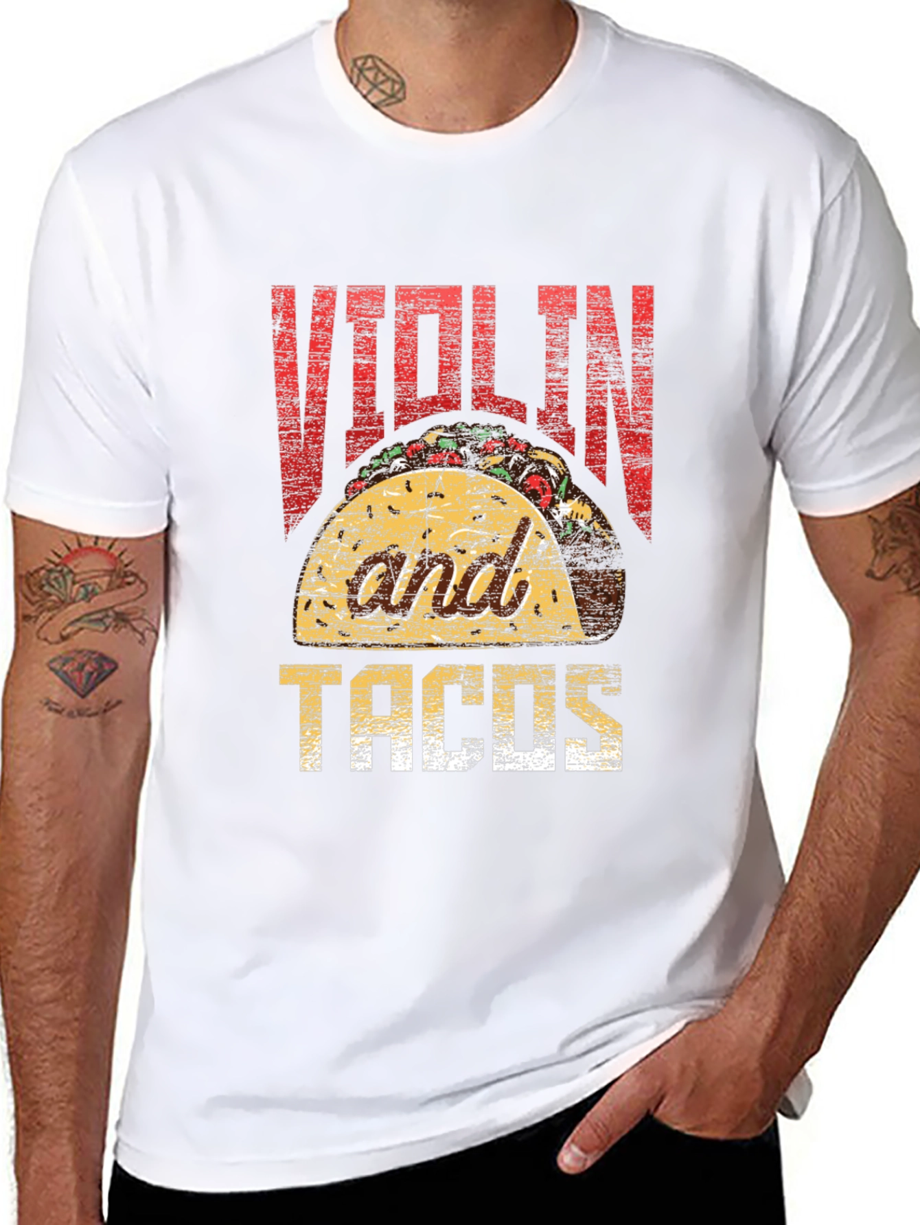 Violin and Tacos Graphic T-Shirt