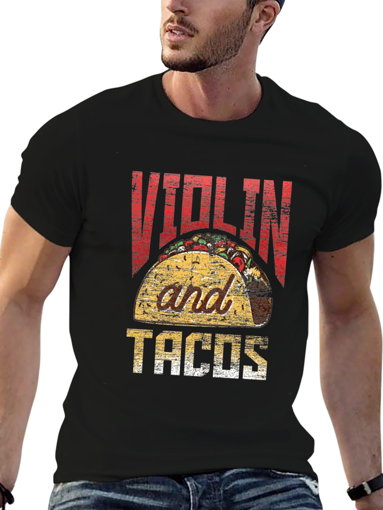 Violin and Tacos Graphic T-Shirt