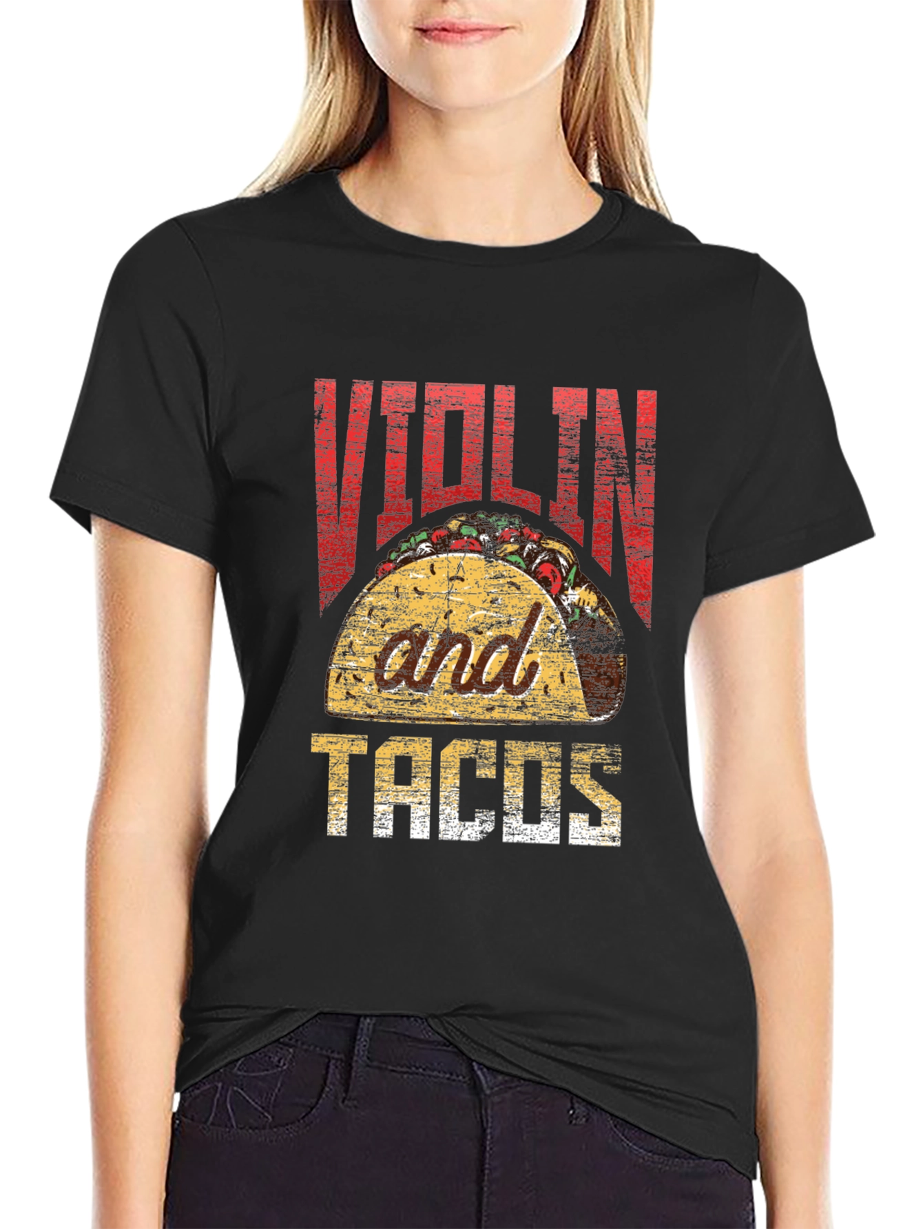 Violin and Tacos Graphic T-Shirt