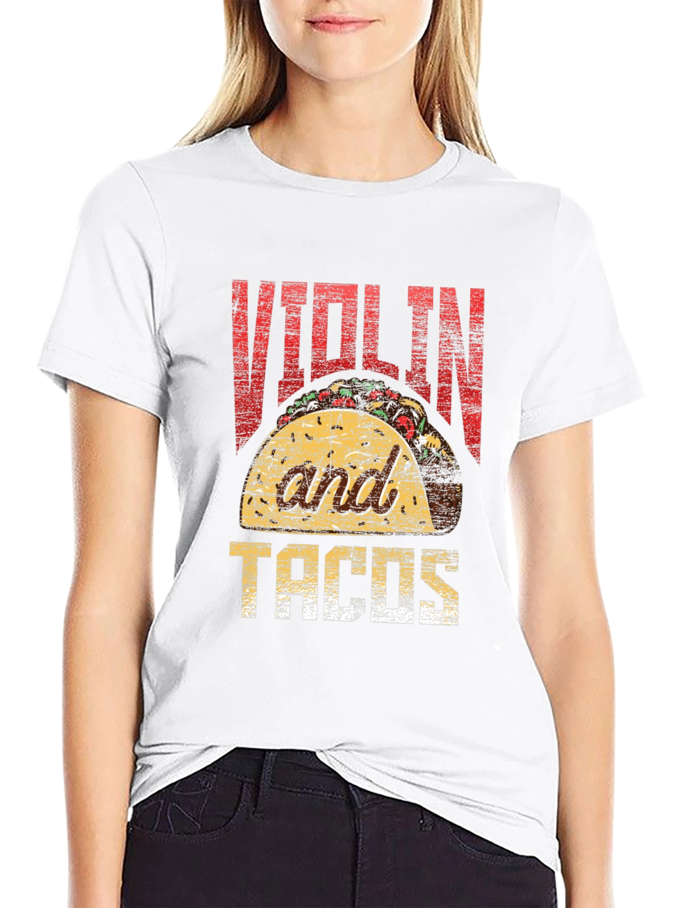 Violin and Tacos Graphic T-Shirt